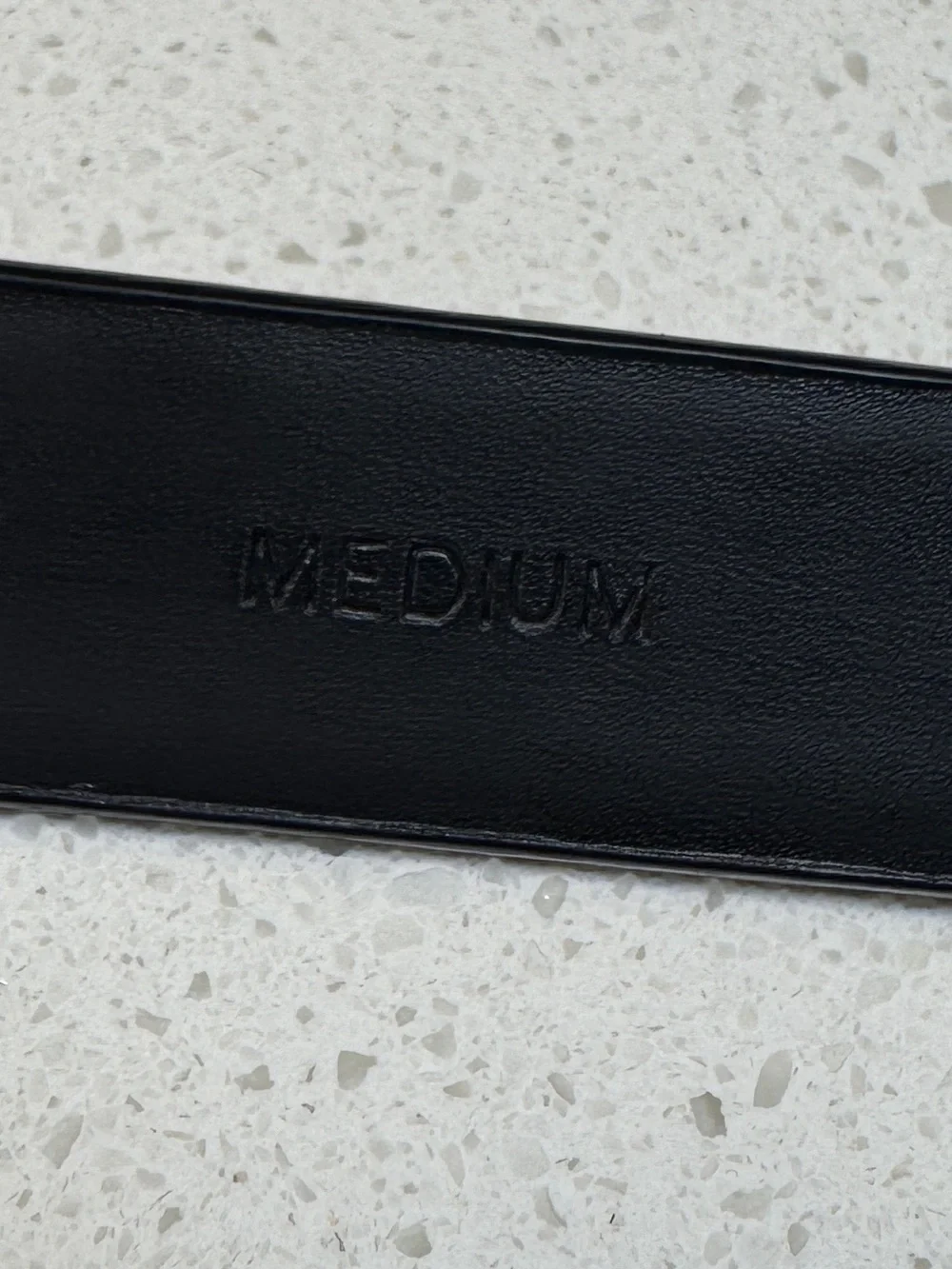 Vintage 90's DKNY Black Leather Belt Silver-Toned Rectangular Buckle Medium M